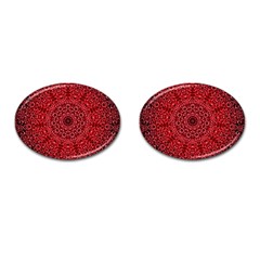 Red Wallpaper Mandala Pattern Art Cufflinks (oval)