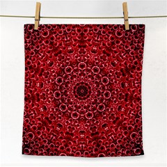 Red Wallpaper Mandala Pattern Art Face Towel by Uceng