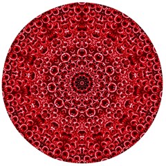 Red Wallpaper Mandala Pattern Art Wooden Bottle Opener (round) by Uceng