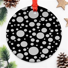 Black Circle Pattern Round Ornament (two Sides) by artworkshop