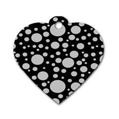 Black Circle Pattern Dog Tag Heart (two Sides) by artworkshop