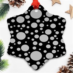 Black Circle Pattern Snowflake Ornament (two Sides) by artworkshop