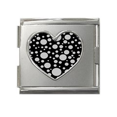 Black Circle Pattern Mega Link Heart Italian Charm (18mm) by artworkshop