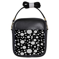 Black Circle Pattern Girls Sling Bag by artworkshop