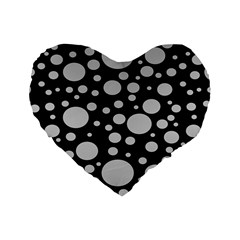 Black Circle Pattern Standard 16  Premium Heart Shape Cushions by artworkshop