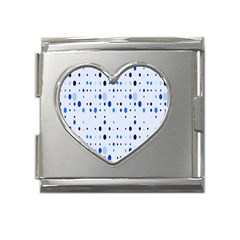 Blue Circle Pattern Mega Link Heart Italian Charm (18mm) by artworkshop