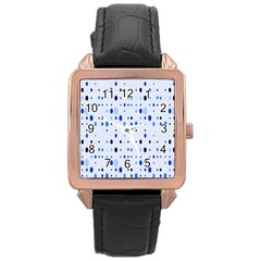 Blue Circle Pattern Rose Gold Leather Watch  by artworkshop