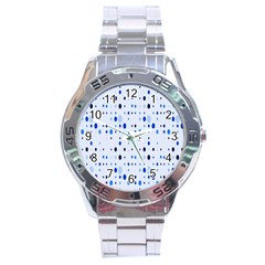 Blue Circle Pattern Stainless Steel Analogue Watch by artworkshop