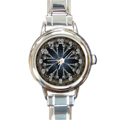 Mandala Ornament Background Round Italian Charm Watch by Uceng