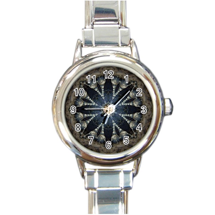 Mandala Ornament Background Round Italian Charm Watch