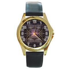 Fantasy Science Fiction Portal Round Gold Metal Watch by Uceng