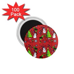 Santa Snowman Gift Holiday 1 75  Magnets (100 Pack)  by Uceng