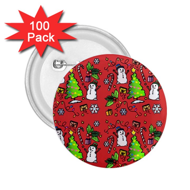 Santa Snowman Gift Holiday 2.25  Buttons (100 pack) 