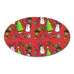 Santa Snowman Gift Holiday Oval Magnet by Uceng