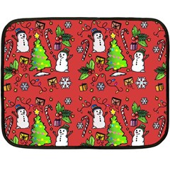 Santa Snowman Gift Holiday One Side Fleece Blanket (mini) by Uceng