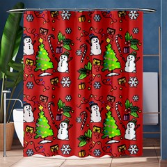 Santa Snowman Gift Holiday Shower Curtain 60  X 72  (medium)  by Uceng