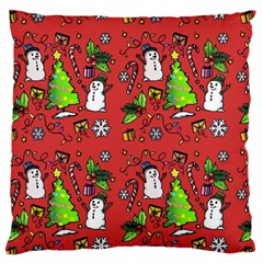 Santa Snowman Gift Holiday Large Cushion Case (one Side)