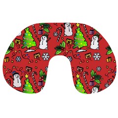 Santa Snowman Gift Holiday Travel Neck Pillow by Uceng