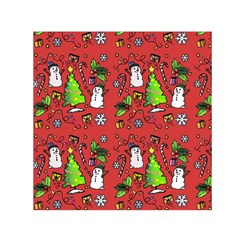 Santa Snowman Gift Holiday Square Satin Scarf (30  X 30 ) by Uceng