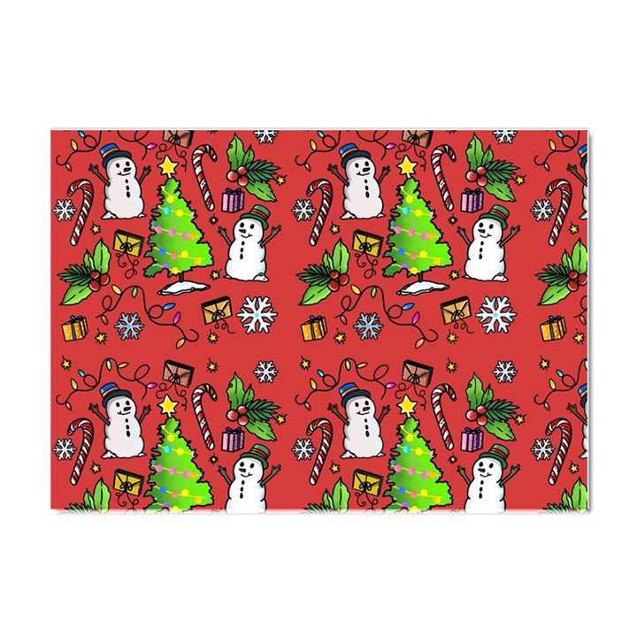 Santa Snowman Gift Holiday Crystal Sticker (A4)