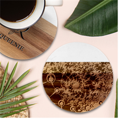 Fractal Pattern Background Marble Wood Coaster (round) by Uceng