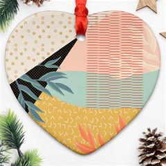 Leaves Pattern Design Colorful Ornament (heart) by Uceng