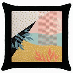 Leaves Pattern Design Colorful Throw Pillow Case (Black)