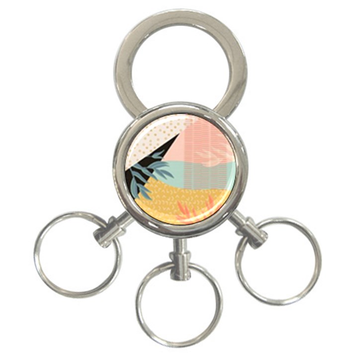 Leaves Pattern Design Colorful 3-Ring Key Chain