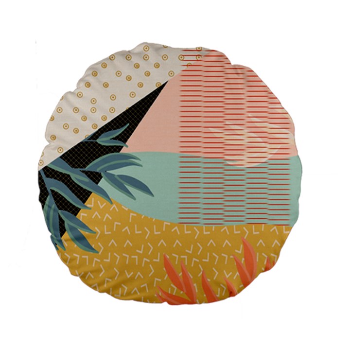 Leaves Pattern Design Colorful Standard 15  Premium Round Cushions