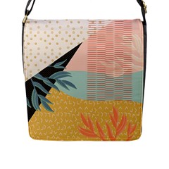 Leaves Pattern Design Colorful Flap Closure Messenger Bag (L)