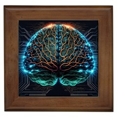 Brain Mind Technology Circuit Board Layout Patterns Framed Tile by Uceng