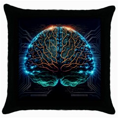 Brain Mind Technology Circuit Board Layout Patterns Throw Pillow Case (black) by Uceng