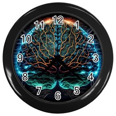 Brain Mind Technology Circuit Board Layout Patterns Wall Clock (black) by Uceng