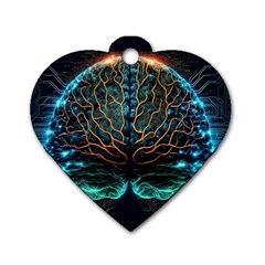 Brain Mind Technology Circuit Board Layout Patterns Dog Tag Heart (two Sides) by Uceng