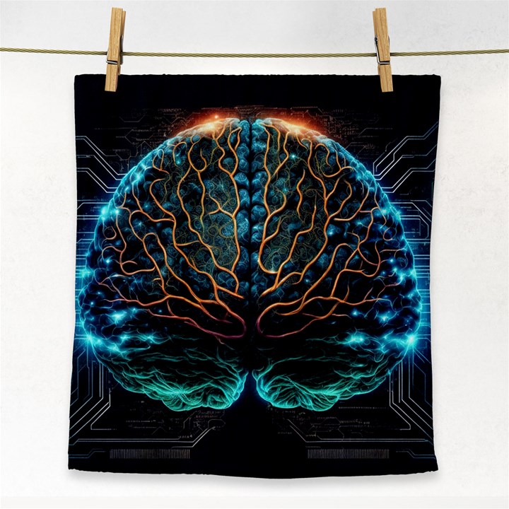 Brain Mind Technology Circuit Board Layout Patterns Face Towel