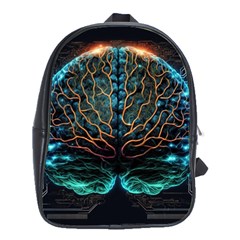 Brain Mind Technology Circuit Board Layout Patterns School Bag (large) by Uceng