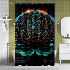 Brain Mind Technology Circuit Board Layout Patterns Shower Curtain 48  X 72  (small)  by Uceng