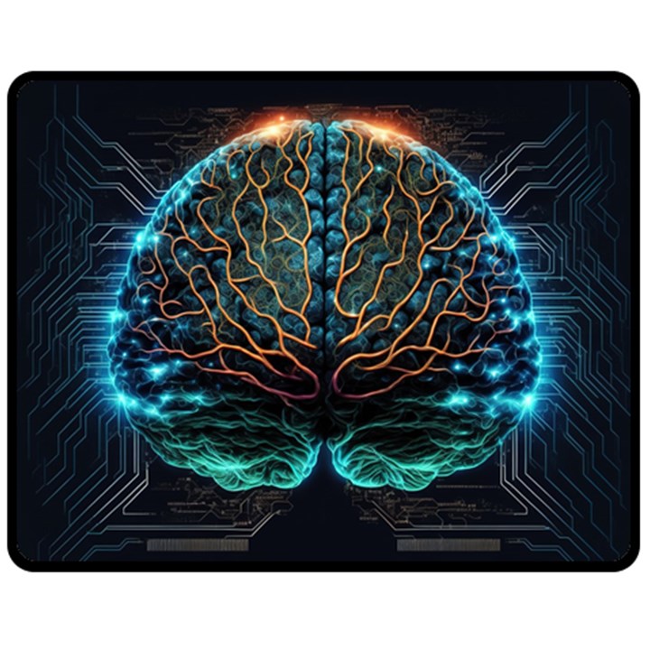 Brain Mind Technology Circuit Board Layout Patterns Fleece Blanket (Medium)