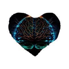 Brain Mind Technology Circuit Board Layout Patterns Standard 16  Premium Flano Heart Shape Cushions by Uceng