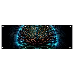 Brain Mind Technology Circuit Board Layout Patterns Banner And Sign 9  X 3  by Uceng