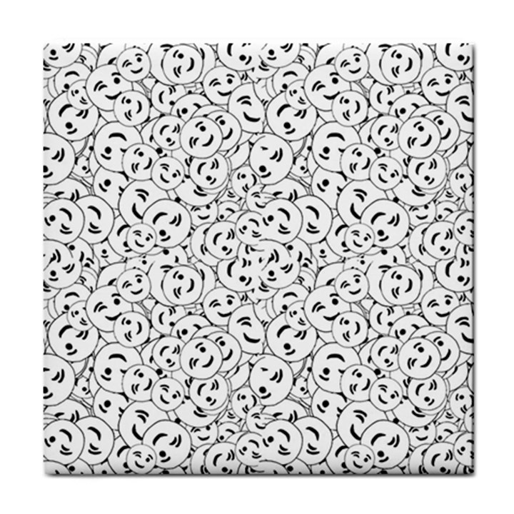 Winking Emoticon Sketchy Drawing Motif Random Pattern Tile Coaster