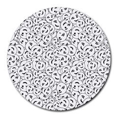 Winking Emoticon Sketchy Drawing Motif Random Pattern Round Mousepad by dflcprintsclothing