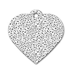 Winking Emoticon Sketchy Drawing Motif Random Pattern Dog Tag Heart (two Sides) by dflcprintsclothing