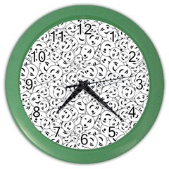 Winking Emoticon Sketchy Drawing Motif Random Pattern Color Wall Clock by dflcprintsclothing