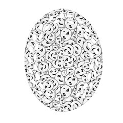 Winking Emoticon Sketchy Drawing Motif Random Pattern Oval Filigree Ornament (two Sides) by dflcprintsclothing