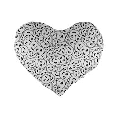 Winking Emoticon Sketchy Drawing Motif Random Pattern Standard 16  Premium Heart Shape Cushions by dflcprintsclothing