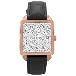 Winking Emoticon Sketchy Drawing Motif Random Pattern Rose Gold Leather Watch  Front