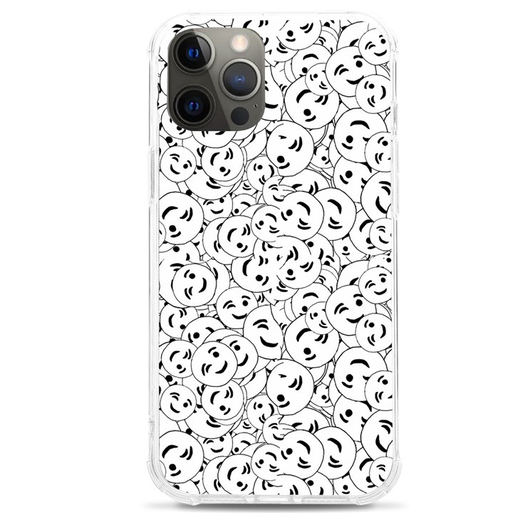 Winking Emoticon Sketchy Drawing Motif Random Pattern iPhone 12 Pro max TPU UV Print Case