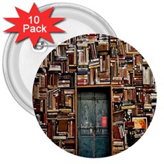 Books 3  Buttons (10 Pack)  by artworkshop