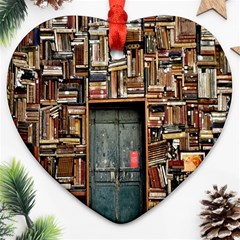 Books Heart Ornament (two Sides) by artworkshop